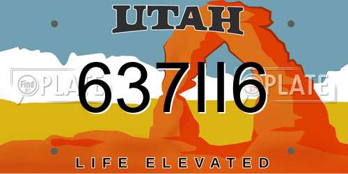 637II6 Utah License Plate