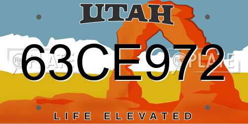 63CE972 Utah License Plate
