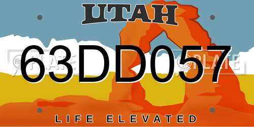 63DD057 Utah License Plate