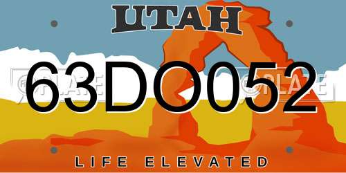 63DO052 Utah License Plate