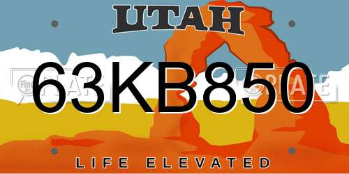63KB850 Utah License Plate