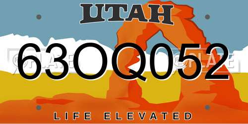 63OQ052 Utah License Plate
