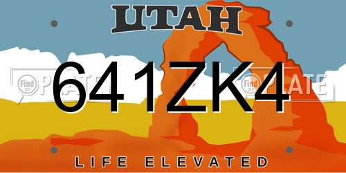 641ZK4 Utah License Plate