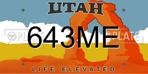 643ME Utah License Plate