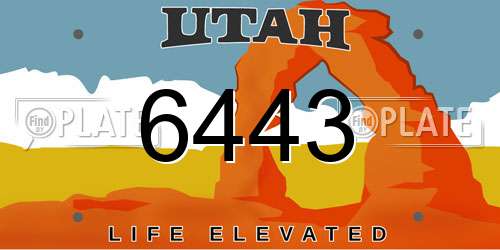 6443 Utah License Plate