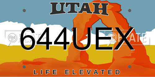 644UEX Utah License Plate