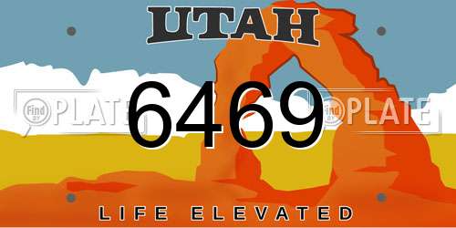 6469 Utah License Plate
