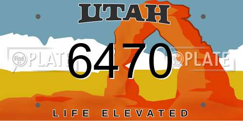 6470 Utah License Plate