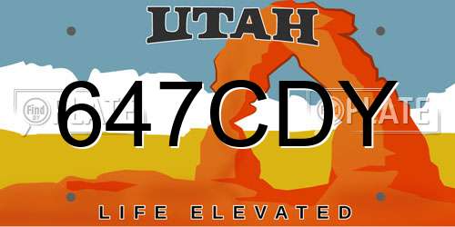 647CDY Utah License Plate