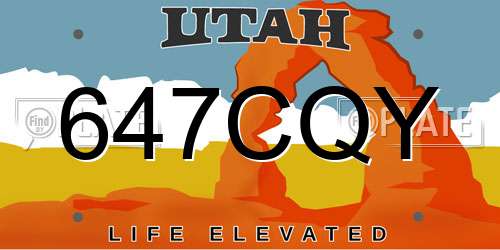 647CQY Utah License Plate
