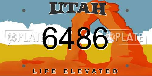 6486 Utah License Plate