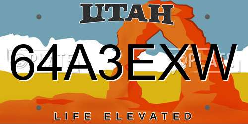 64A3EXW Utah License Plate