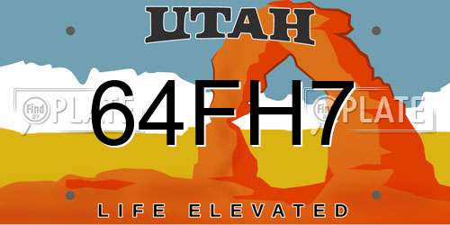 64FH7 Utah License Plate