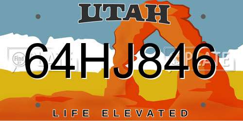 64HJ846 Utah License Plate