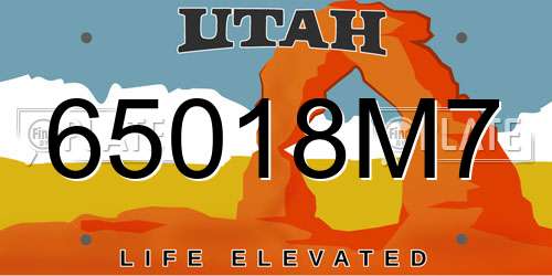 65018M7 Utah License Plate