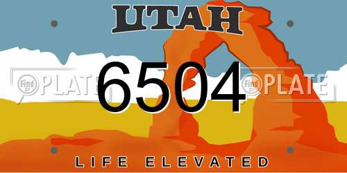 6504 Utah License Plate