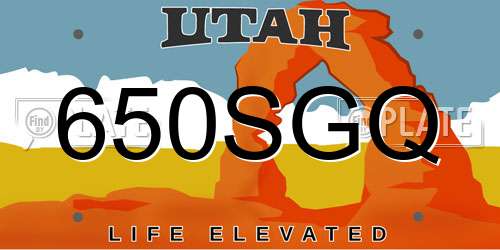 650SGQ Utah License Plate