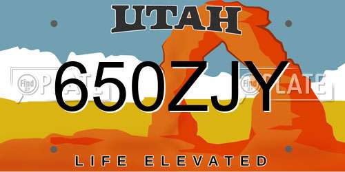 650ZJY Utah License Plate