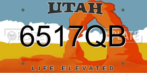 6517QB Utah License Plate