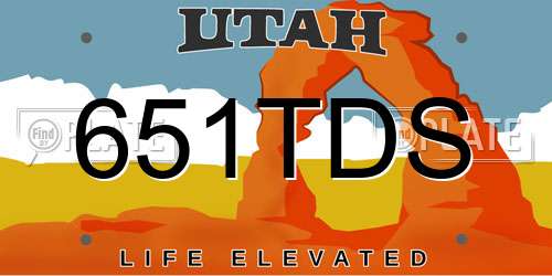 651TDS Utah License Plate