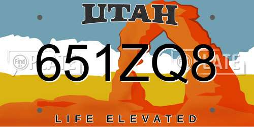 651ZQ8 Utah License Plate