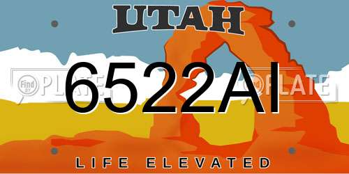 6522AI Utah License Plate