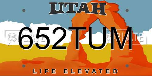 652TUM Utah License Plate