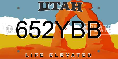 652YBB Utah License Plate