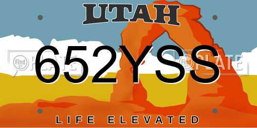 652YSS Utah License Plate