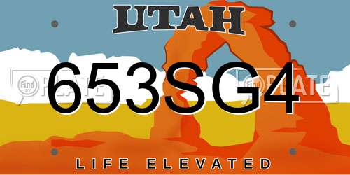 653SG4 Utah License Plate