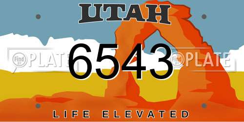 6543 Utah License Plate