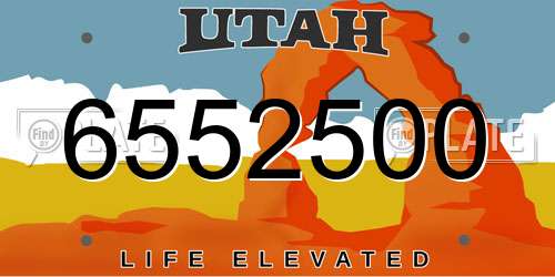 6552500 Utah License Plate