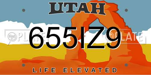 655IZ9 Utah License Plate