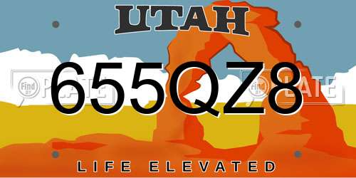 655QZ8 Utah License Plate