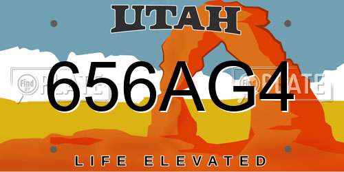 656AG4 Utah License Plate