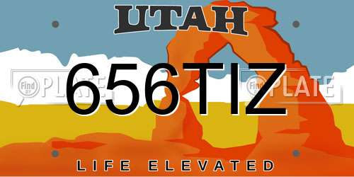 656TIZ Utah License Plate