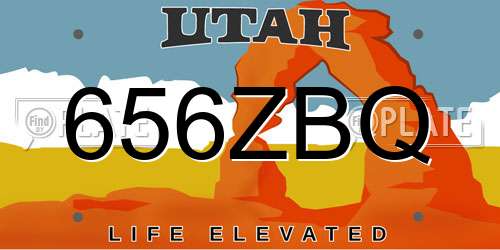 656ZBQ Utah License Plate