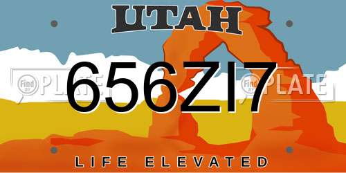 656ZI7 Utah License Plate