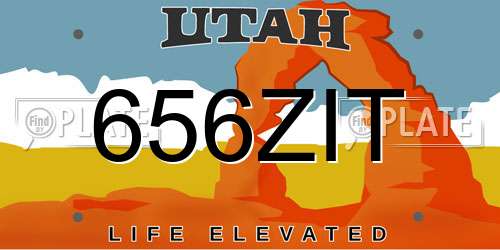 656ZIT Utah License Plate