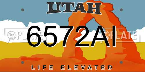 6572AI Utah License Plate
