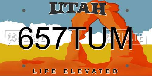 657TUM Utah License Plate