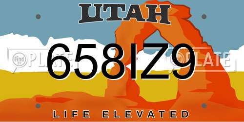658IZ9 Utah License Plate
