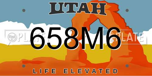 658M6 Utah License Plate