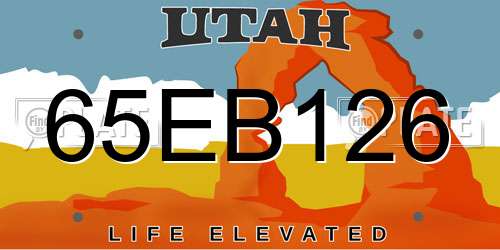 65EB126 Utah License Plate