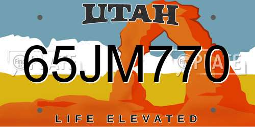 65JM770 Utah License Plate