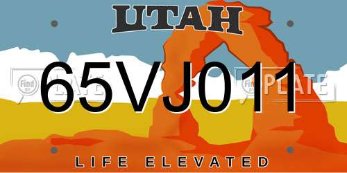 65VJ011 Utah License Plate