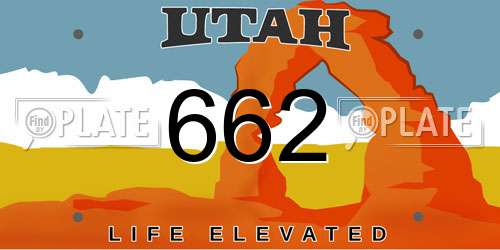 662 Utah License Plate
