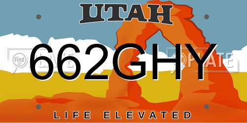 662GHY Utah License Plate