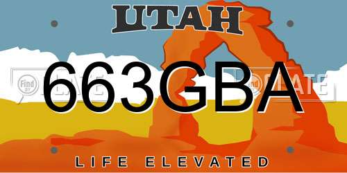 663GBA Utah License Plate