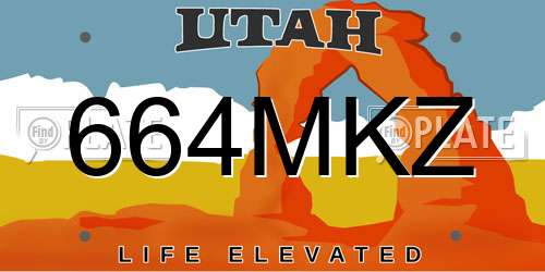 664MKZ Utah License Plate